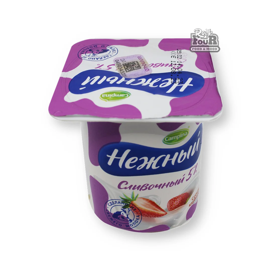 Յոգուրտային արտադրանք «Нежный» սերուցքային, ելակի հյութով 5% 100գ